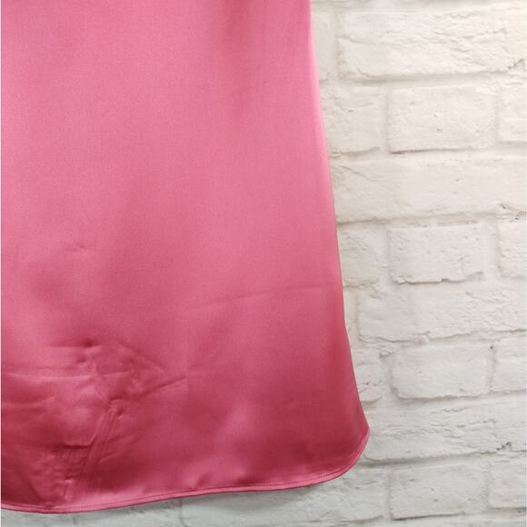 R WeWoreWhat Womens Hot Pink Satin Charmeuse Cut Out Waist Tie Midi Skirt NWT S - Picture 7 of 12